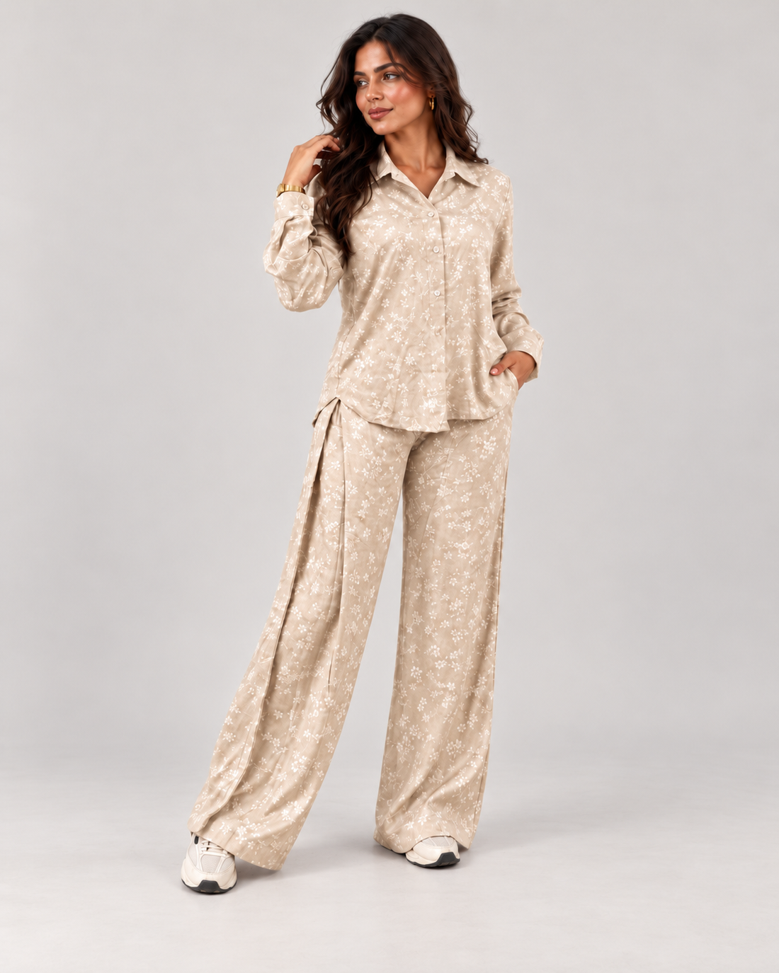 Floral print linen set