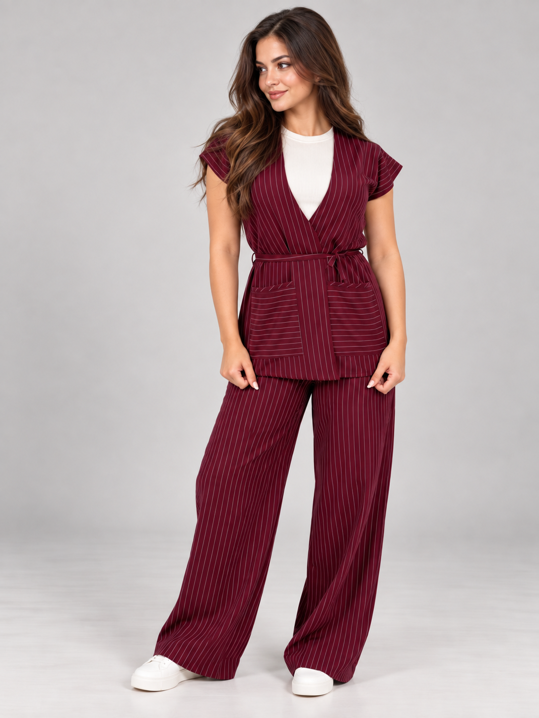 Striped sleeveless formal suit