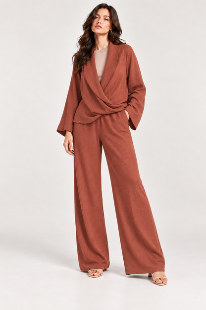 Linen Suit with Cross-Over Details