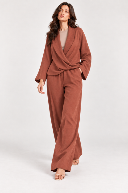 Linen Suit with Cross-Over Details